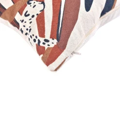 Housse de coussin en coton imprimé sauvage blanc, ocre, vert L.50 x l.30cm Deko & Co