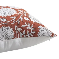 Housse de coussin en coton Melaka fleuri terracotta l.45 x H.45cm GoodHome