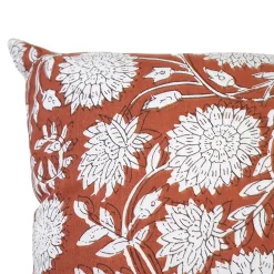 Housse de coussin en coton Melaka fleuri terracotta l.45 x H.45cm GoodHome