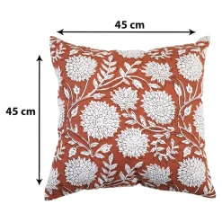 Housse de coussin en coton Melaka fleuri terracotta l.45 x H.45cm GoodHome