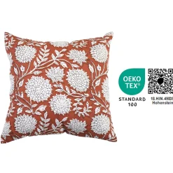 Housse de coussin en coton Melaka fleuri terracotta l.45 x H.45cm GoodHome