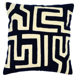 Housse de coussin en coton Manado imprimé géométrique bleu et blanc l.45 x H.45cm GoodHome