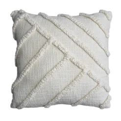 Housse de coussin en coton tufté Saline blanc cassé l.45 x H.45cm GoodHome