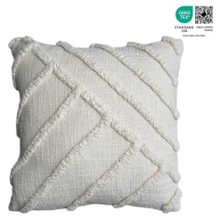 Housse de coussin en coton tufté Saline blanc cassé l.45 x H.45cm GoodHome