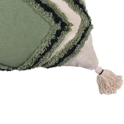 Housse de coussin en coton tufté imprimé berbère vert, beige, noir L.45 x l.45cm Deko & Co