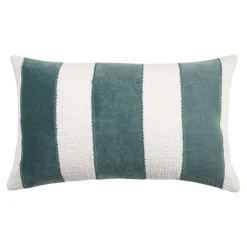 Housse de coussin en coton Kolar rayures vert et blanc l.50 x H.30cm GoodHome