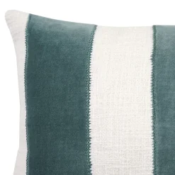 Housse de coussin en coton Kolar rayures vert et blanc l.50 x H.30cm GoodHome