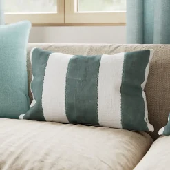 Housse de coussin en coton Kolar rayures vert et blanc l.50 x H.30cm GoodHome