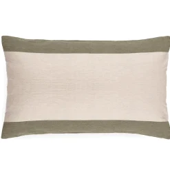 Housse de coussin en coton fil teint 40x60 cm cm JANIS vert mousse