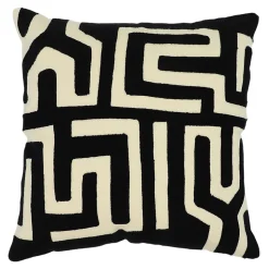 Housse de coussin en coton Manado imprimé géométrique noir et blanc l.45 x H.45cm GoodHome
