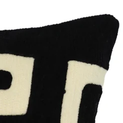 Housse de coussin en coton Manado imprimé géométrique noir et blanc l.45 x H.45cm GoodHome