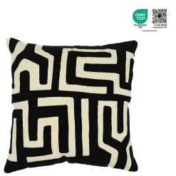 Housse de coussin en coton Manado imprimé géométrique noir et blanc l.45 x H.45cm GoodHome
