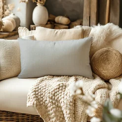 Housse de coussin en coton Suau gris chiné l.60 x H.40cm GoodHome