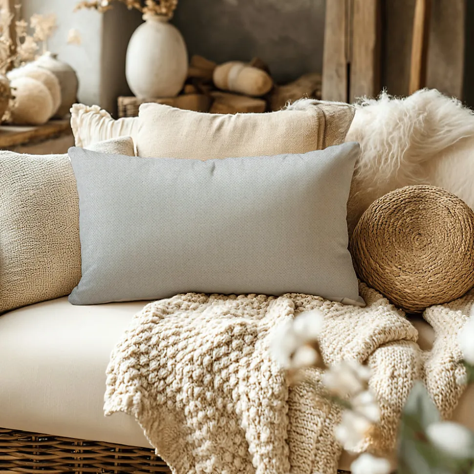 Housse de coussin en coton Suau gris chiné l.60 x H.40cm GoodHome