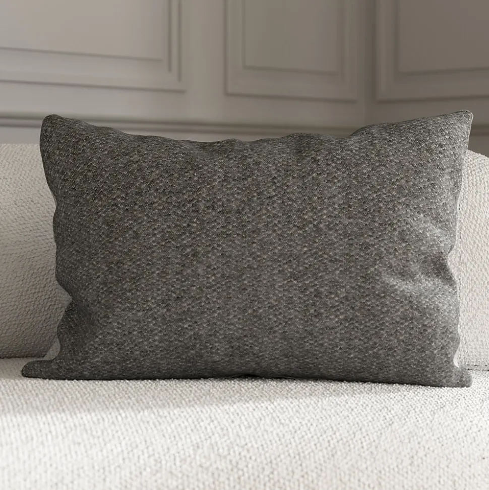 Housse de coussin en coton Suau gris chiné l.60 x H.40cm GoodHome