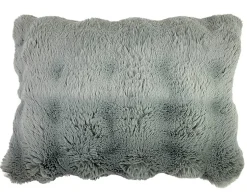 Housse de coussin en fausse fourrure gris 30 x 50cm