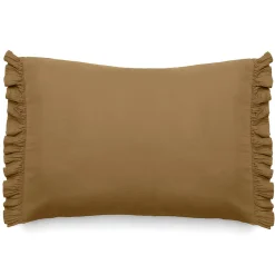 Housse de coussin en mousseline de coton 40x60 cm cm + 5 cm ELZA marron foin