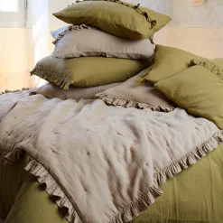 Housse de coussin en mousseline de coton 40x60 cm cm + 5 cm ELZA jaune jasmin