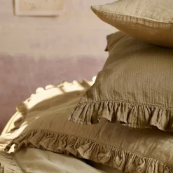 Housse de coussin en mousseline de coton 55x80 cm cm + 5 cm ELZA marron camel