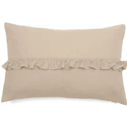 Housse de coussin en mousseline de coton volant central 40x60 cm cm ELZA beige ficelle