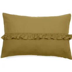 Housse de coussin en mousseline de coton volant central 40x60 cm cm ELZA jaune jasmin