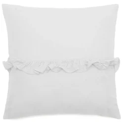Housse de coussin en mousseline de coton volant central 45x45 cm cm ELZA blanc neige