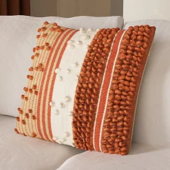 Housse de coussin en tufté Tapao blanc crème et terracotta GoodHome
