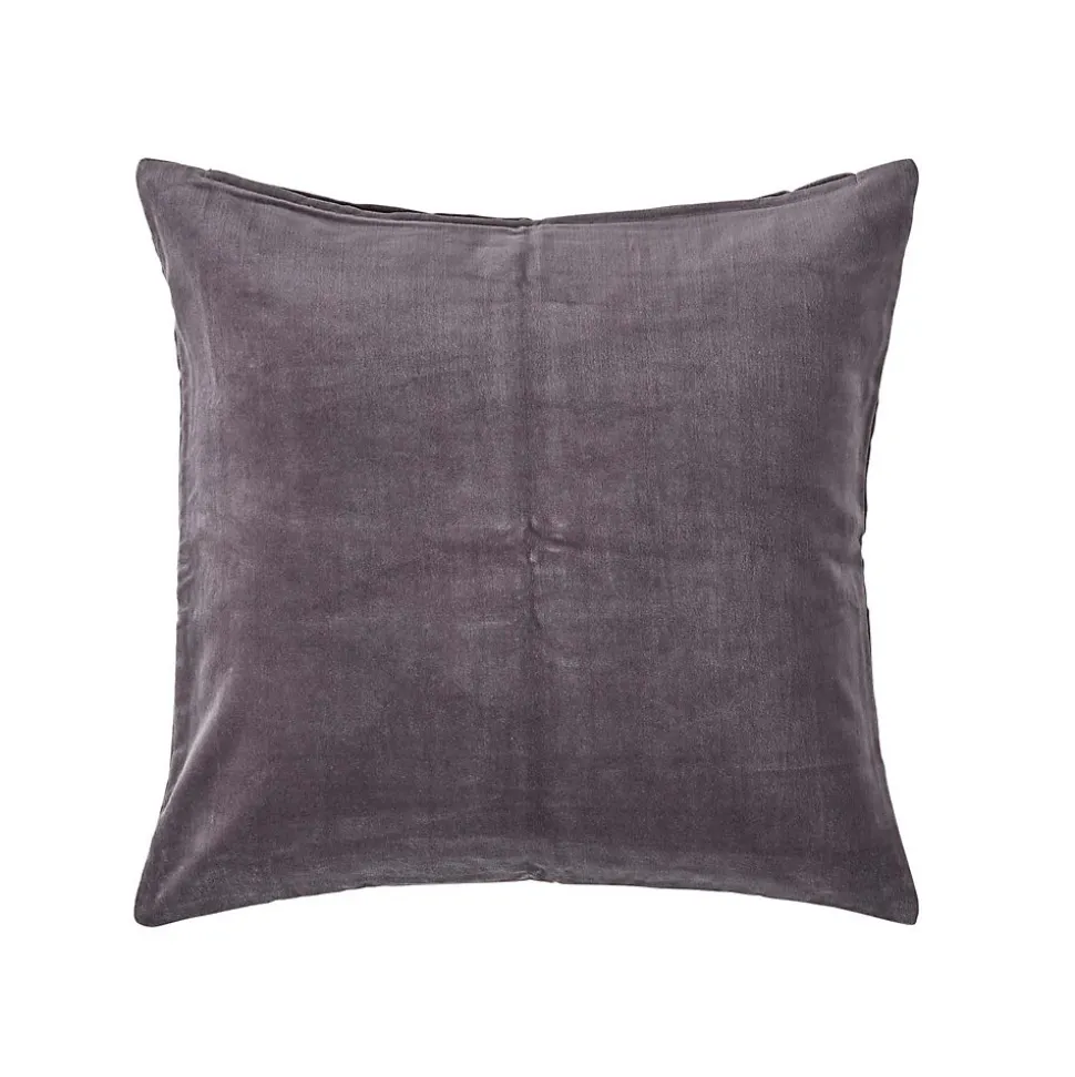 Housse de coussin en velours gris foncé, 40 x 40 cm - HOMESCAPES