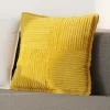 Housse de coussin en velours cotelé Galwey jaune ocre l.45 x H.45cm GoodHome