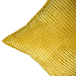 Housse de coussin en velours cotelé Galwey jaune ocre l.45 x H.45cm GoodHome