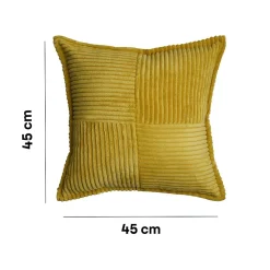 Housse de coussin en velours cotelé Galwey jaune ocre l.45 x H.45cm GoodHome