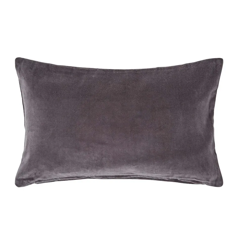 Housse de coussin en velours gris foncé, 30 x 50 cm - HOMESCAPES