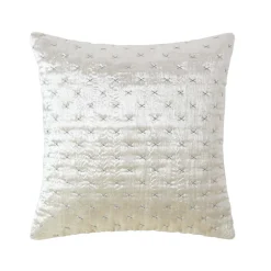 Housse de coussin en velours piqué ivoire, 55 x 55 cm - HOMESCAPES