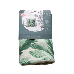 Housse de coussin feuillage vert et blanc L.45 x l.45cm Deko & Co