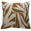 Housse de coussin feuillage blanc et ocre L.45 x l.45cm Deko & Co