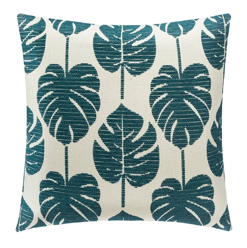 Housse de coussin Feuilles - coton et chenille - vert - 40x40 cm - Atmosphera