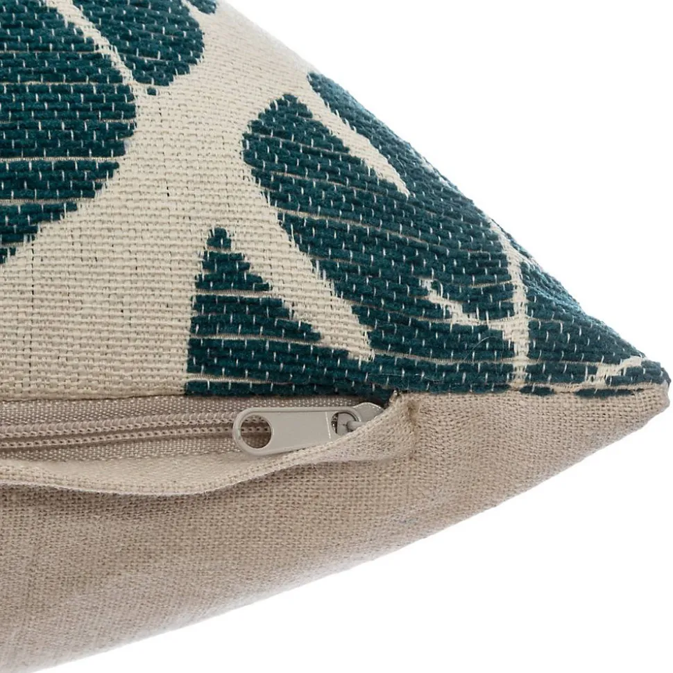 Housse de coussin Feuilles - coton et chenille - vert - 40x40 cm - Atmosphera