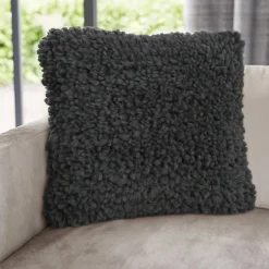 Housse de coussin flufly Bogor gris foncé l.45 x H.45cm GoodHome