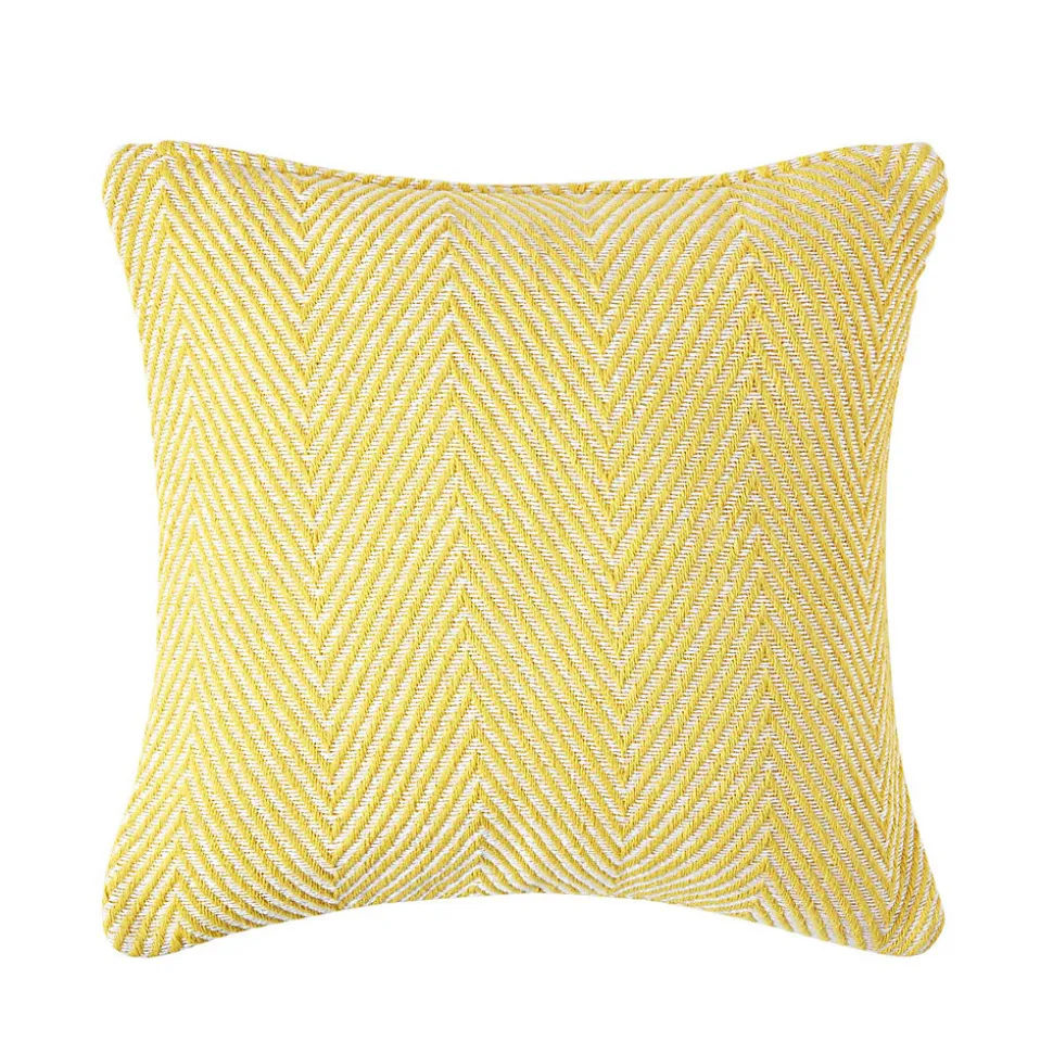 Housse de coussin halden jaune à motif chevrons en coton, 60 x 60 cm - HOMESCAPES