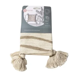 Housse de coussin jacquard beige et blanc L.45 x l.45cm Deko & Co
