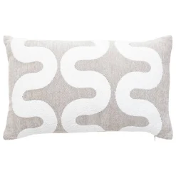 Housse de coussin Jeni chenille beige lin 50x30cm - Atmosphera