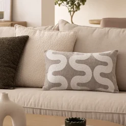 Housse de coussin Jeni chenille beige lin 50x30cm - Atmosphera