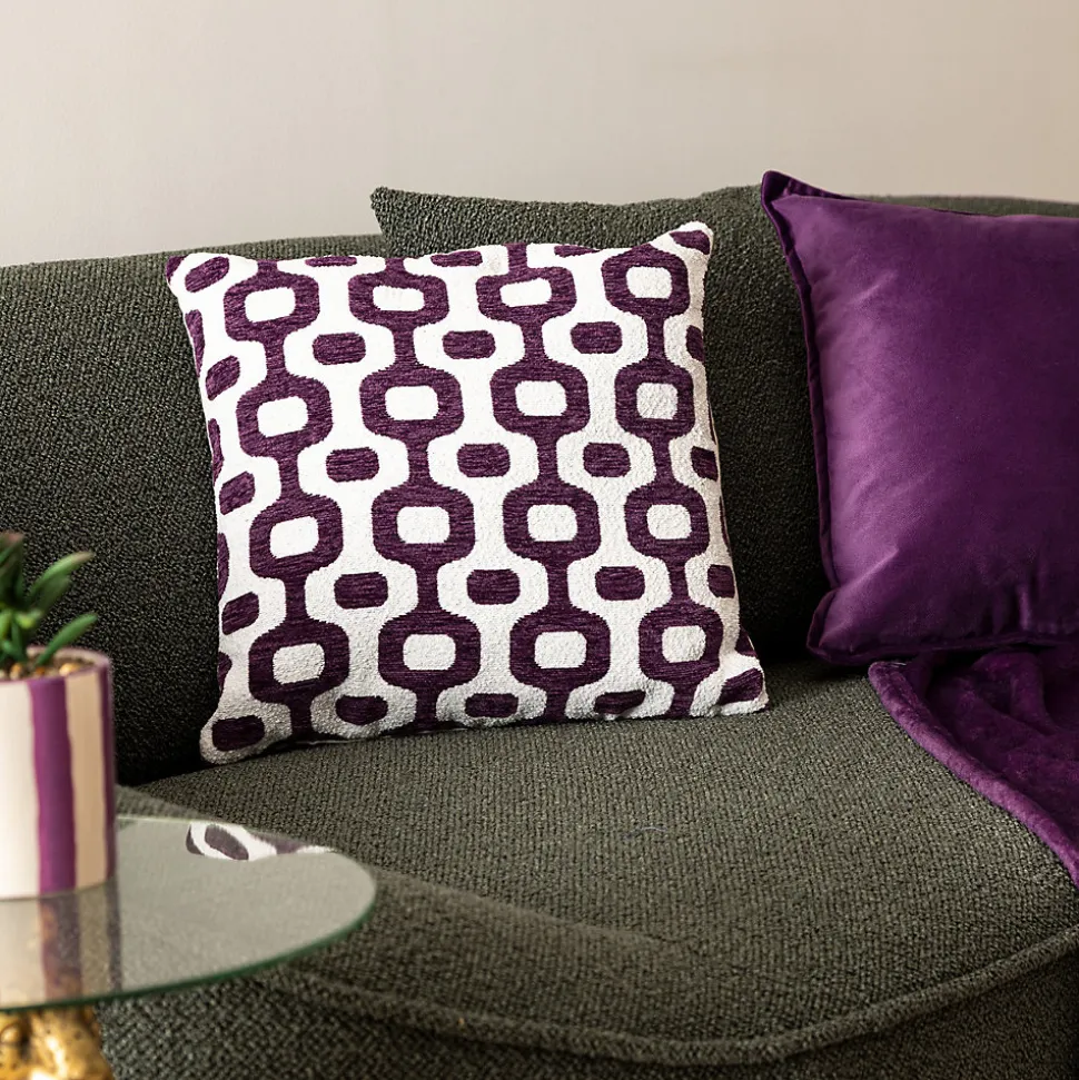 Housse de coussin Jeni chenille violet 40x40cm - Atmosphera