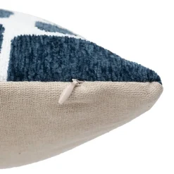 Housse de coussin Jeni chenille bleu égéen 50x30cm - Atmosphera