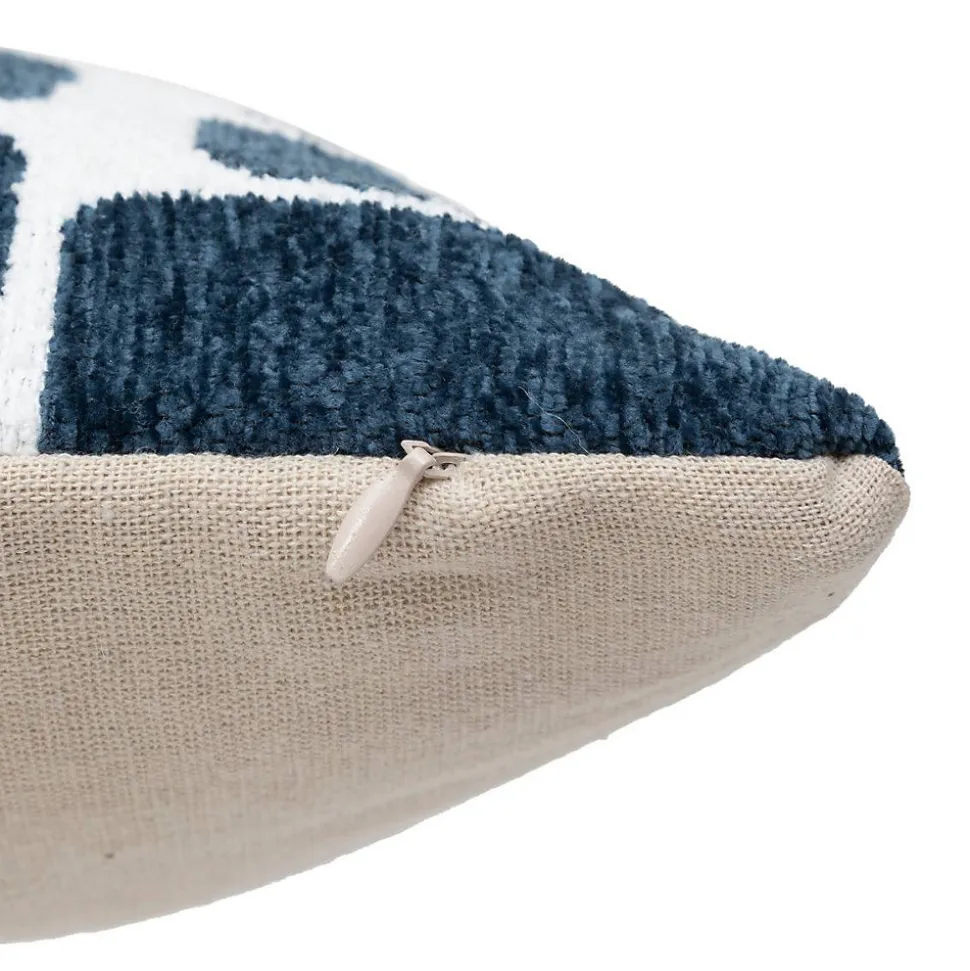 Housse de coussin Jeni chenille bleu égéen 50x30cm - Atmosphera