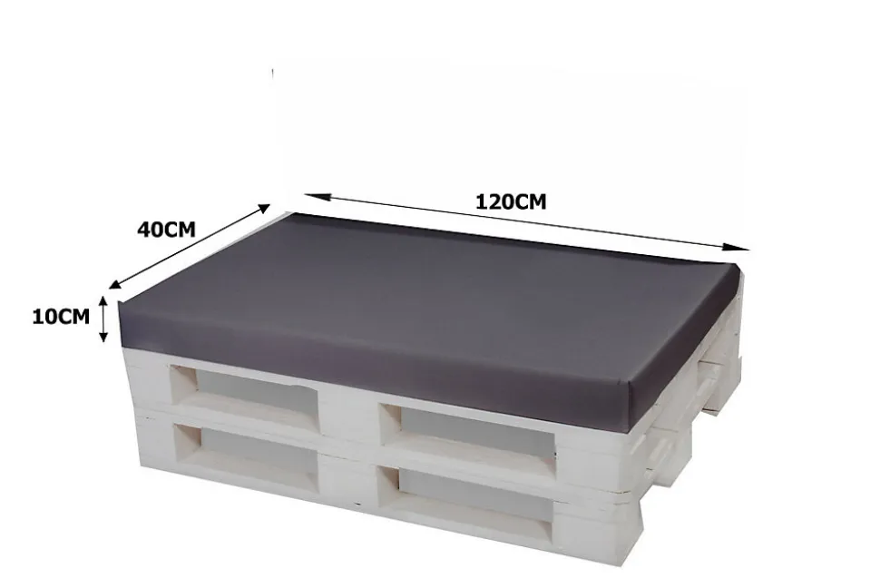Housse de coussin pour palette de dimensions 120x40x10cm housse de coussin avec fermeture éclair taie d'oreiller anthracite