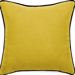Housse de coussin PRELUDE 80x80 cm lin et coton lavé jaune Curry