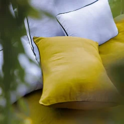 Housse de coussin PRELUDE 80x80 cm lin et coton lavé jaune Curry