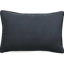 Housse de coussin PRELUDE 40x60 cm lin et coton lavé bleu Granit