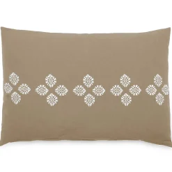 Housse de coussin pur coton teint lavé 40x60 cm BANDANAS marron camel